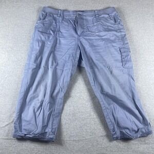Lee Relaxed Fit Cargo Capri Pants Womens‎ 18 Blue Stretch Elastic Waist Casual